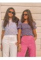 Crop top LILAS in embroidered flowers lace