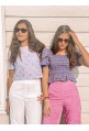 Crop top LILAS in embroidered flowers lace