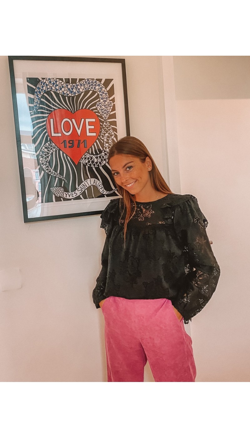 Blouse NOVAK in black cotton lace