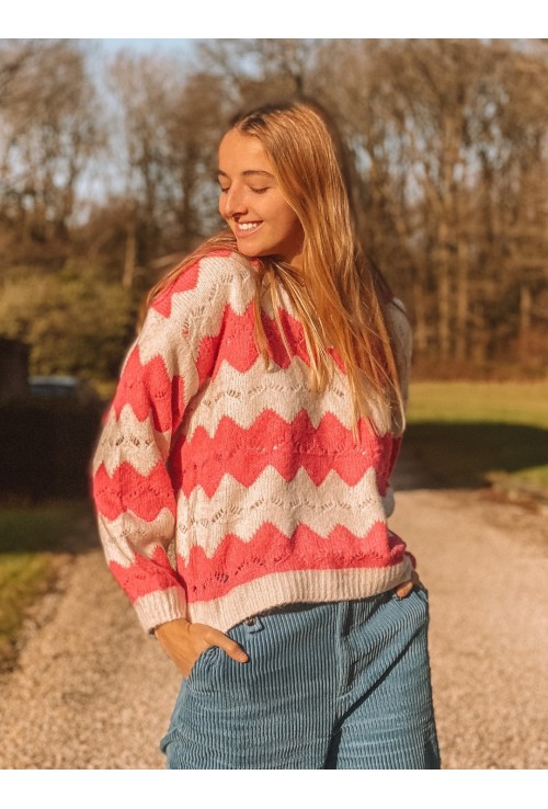 Pull JACQUARD ROSE à losanges