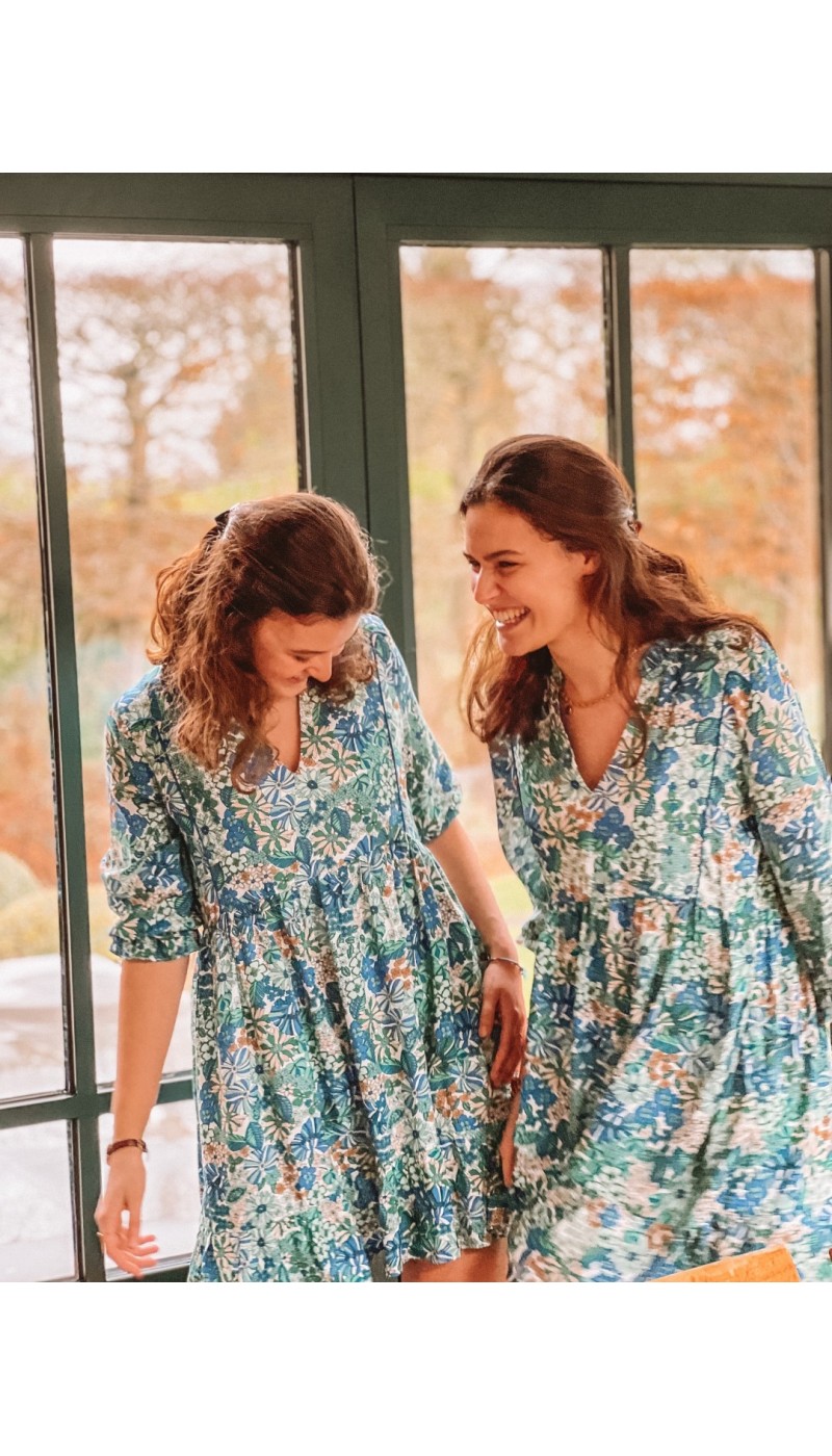 Petite robe SELMA  à fleurs bleues