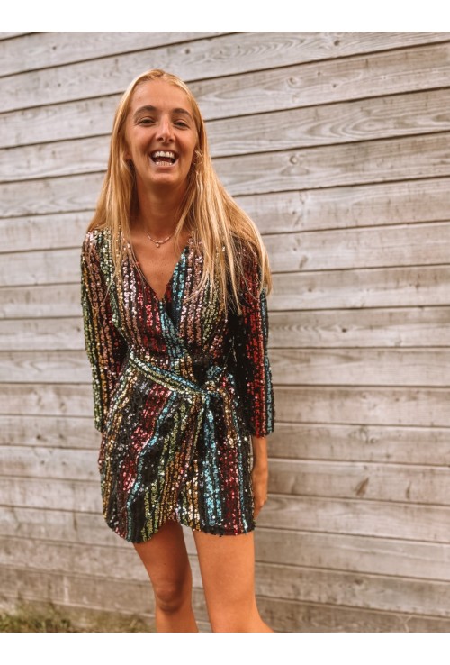 Petite robe TARA à sequins multicolores