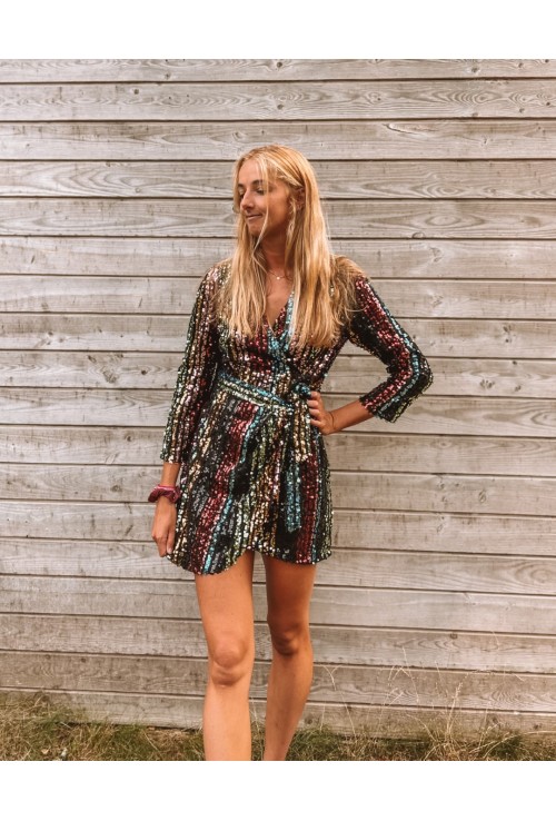 Petite robe TARA à sequins multicolores