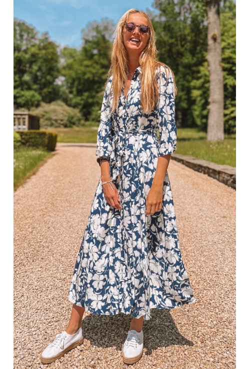 Robe chemisier longue ELISA CARMIN