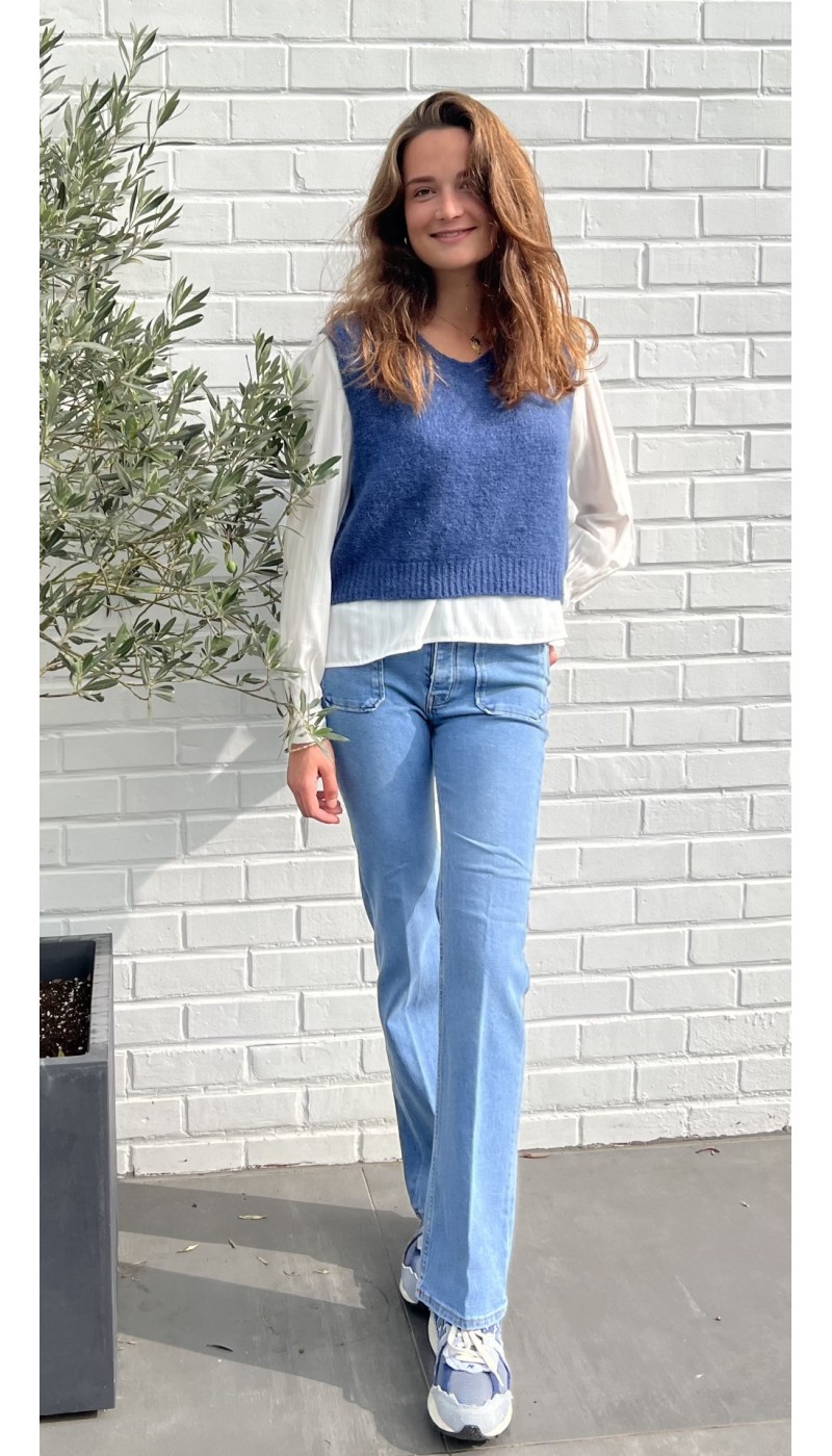 Jeans HARPER BLEU CLAIR avec poches carrées