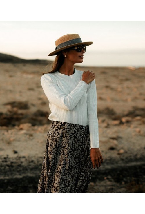 Pull ELISE NOIR avec maille à côtes