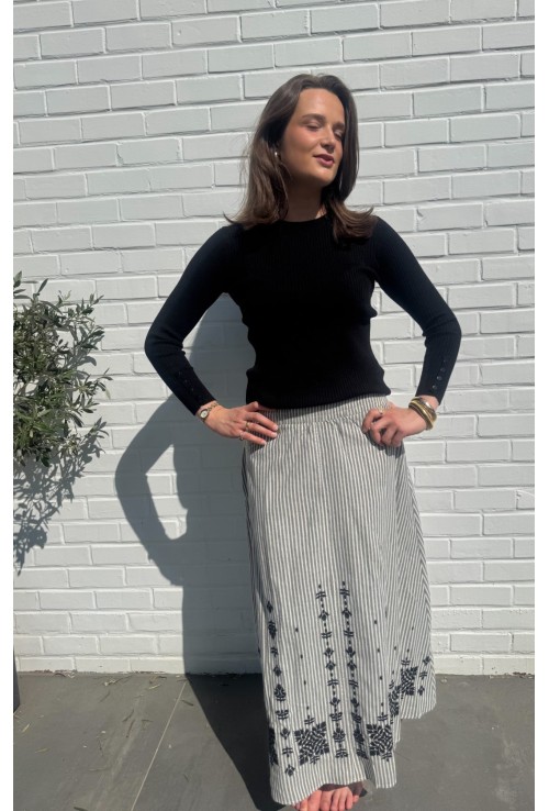 Pull ELISE NOIR avec maille à côtes