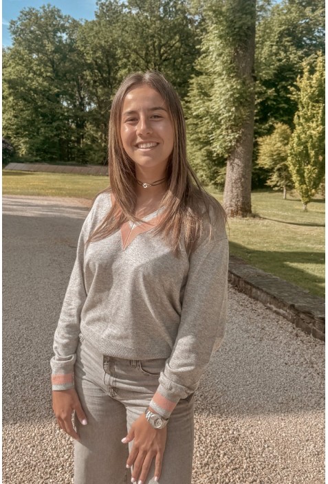 Pull en V GOLF GRIS et corail Pull en V GOLF GRIS et corail