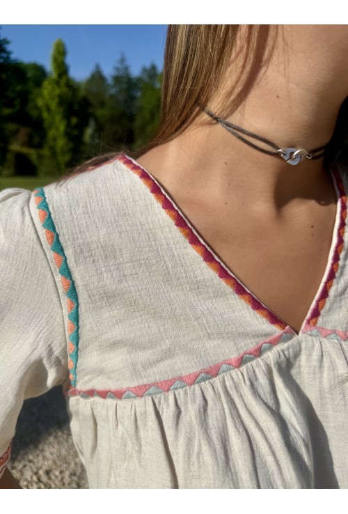 Top ample CLARISSE BEIGE brodé
