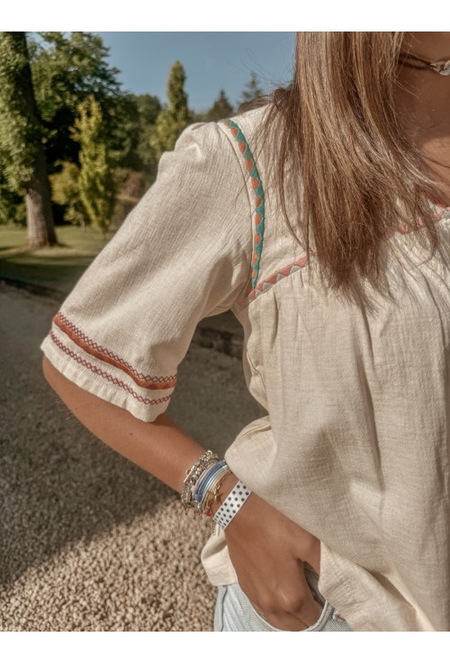 Top ample CLARISSE BEIGE brodé