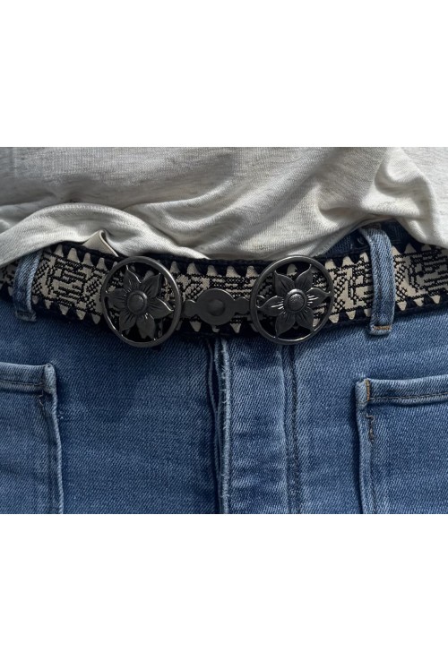 Ceinture MICHEL ethnique noire et blanche