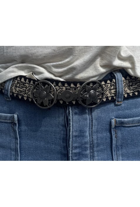 Ceinture MICHEL ethnique noire et blanche Ceinture MICHEL ethnique noire et blanche