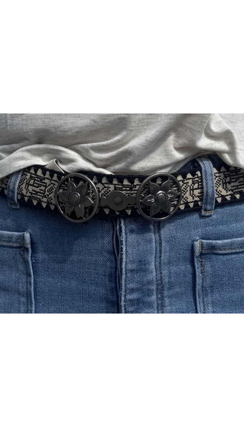 Ceinture MICHEL ethnique noire et blanche