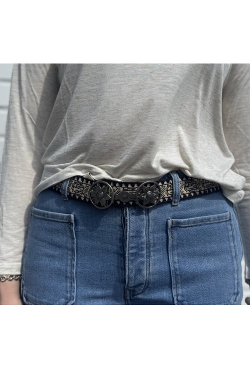 Ceinture MICHEL ethnique noire et blanche