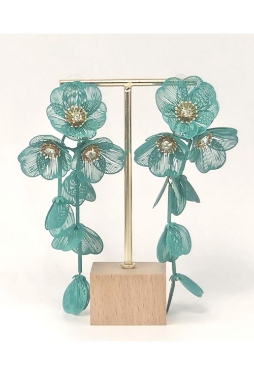 Boucles d'oreilles à fleurs bleu azur