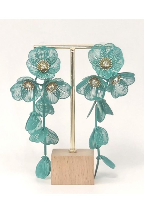Boucles d'oreilles à fleurs bleu azur