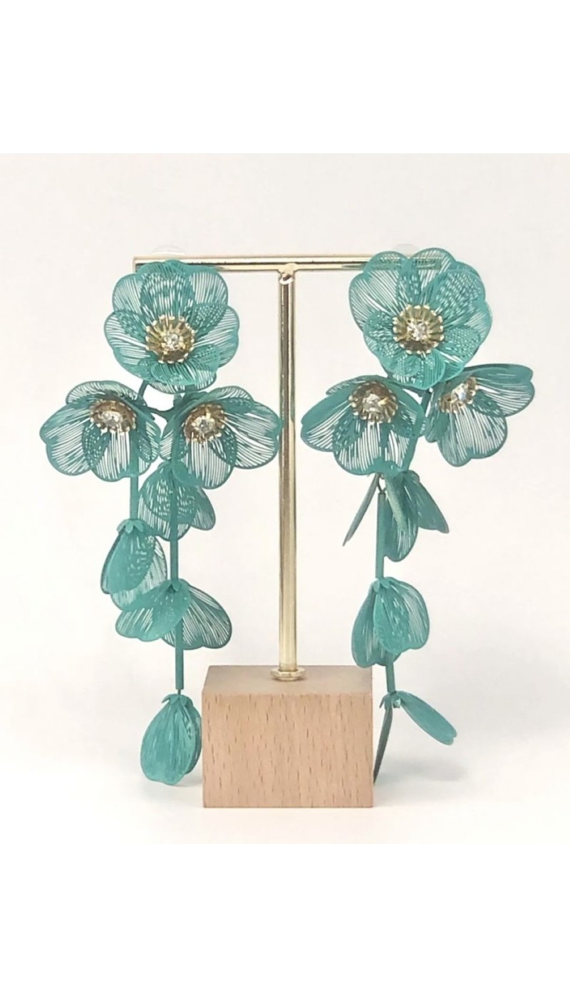 Boucles d'oreilles à fleurs bleu azur