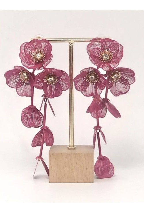 Boucles d'oreilles à fleurs roses
