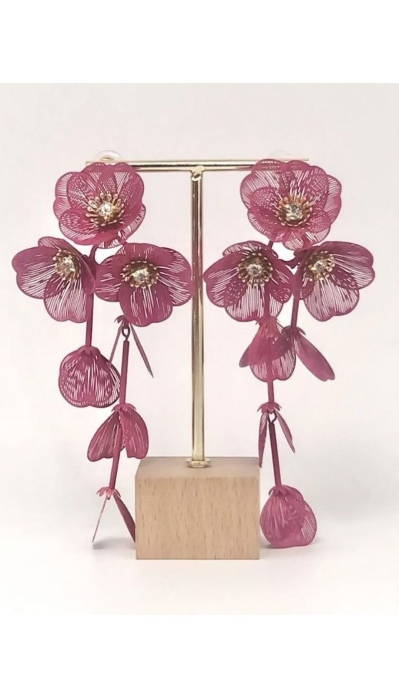 Boucles d'oreilles à fleurs roses