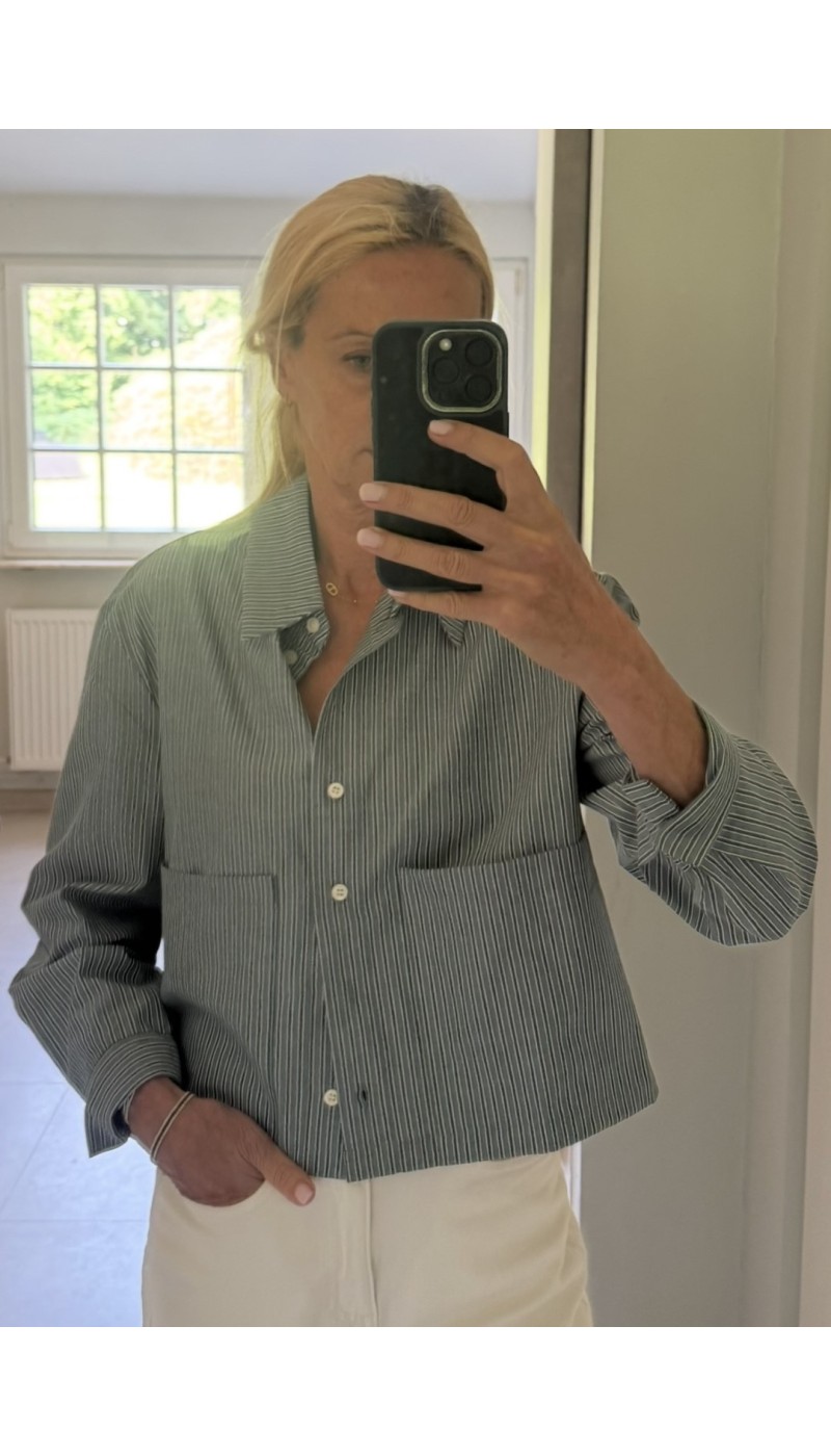 Chemise MAZARINE VERTE à lignes tennis