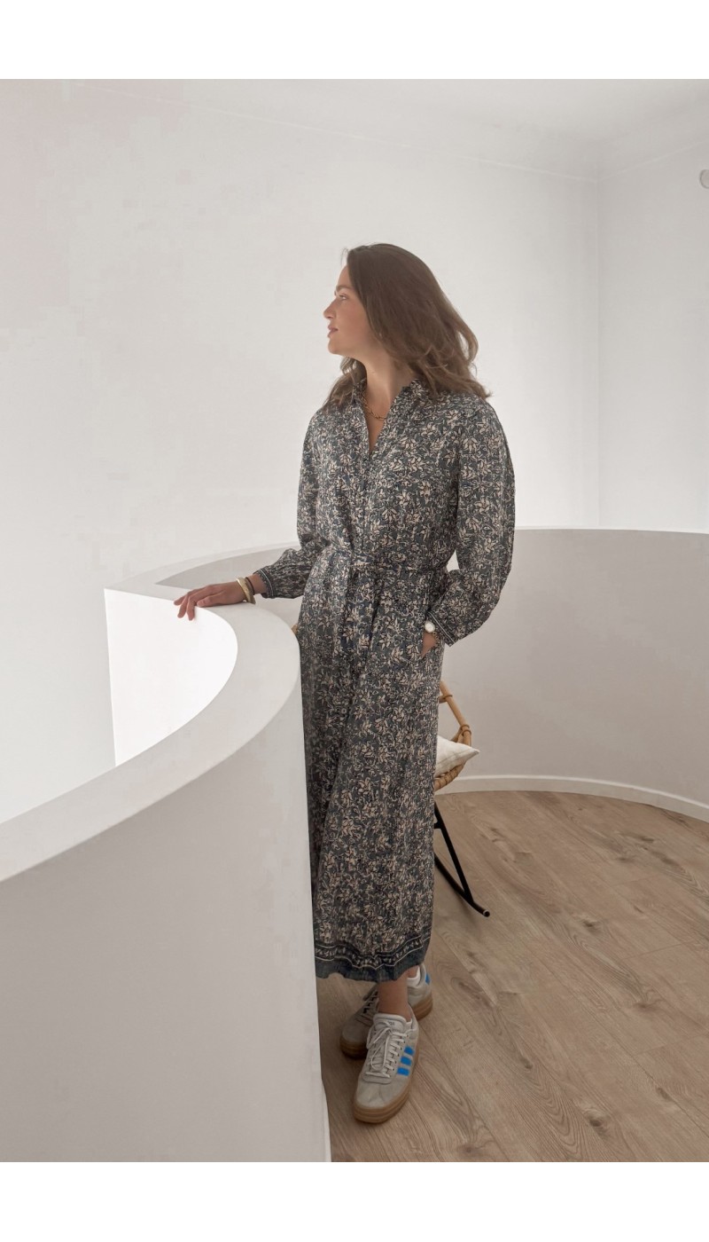 Robe longue SIENNA bleue à fleurs