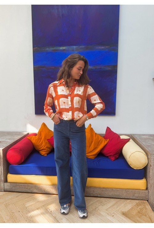 Pantalon WILLIAM BLEU NATIER en velours à côtes