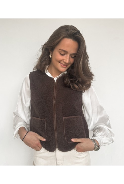 Gilet sans manche TEDDY MARRON