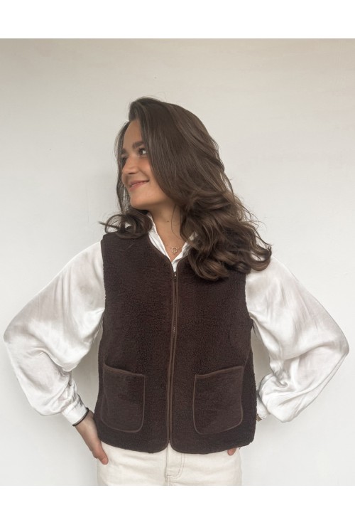 Gilet sans manche TEDDY MARRON