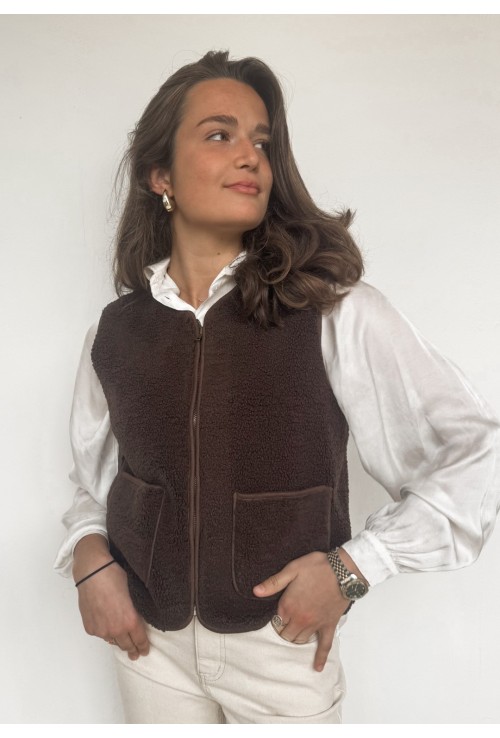 Gilet sans manche TEDDY MARRON