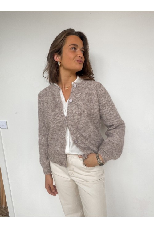 Cardigan RORY BEIGE à côtes