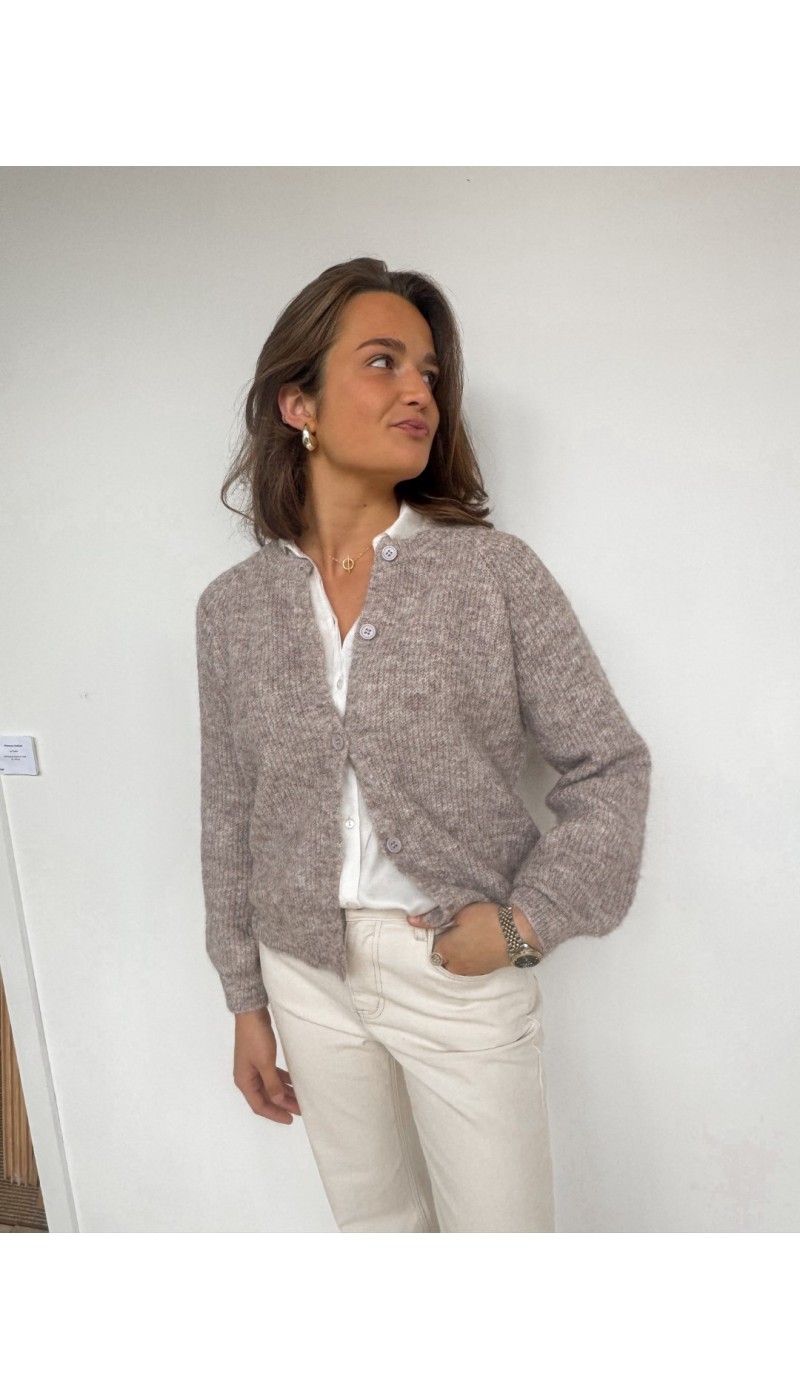 Cardigan RORY BEIGE à côtes
