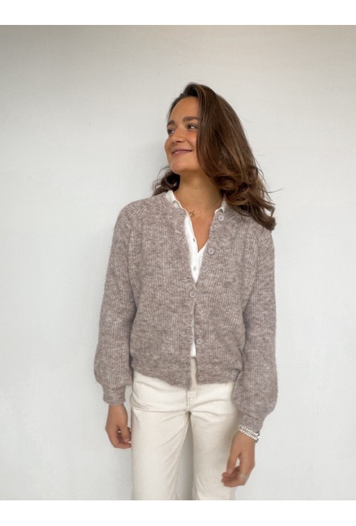 Cardigan RORY BEIGE à côtes