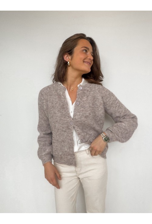 Cardigan RORY BEIGE à côtes