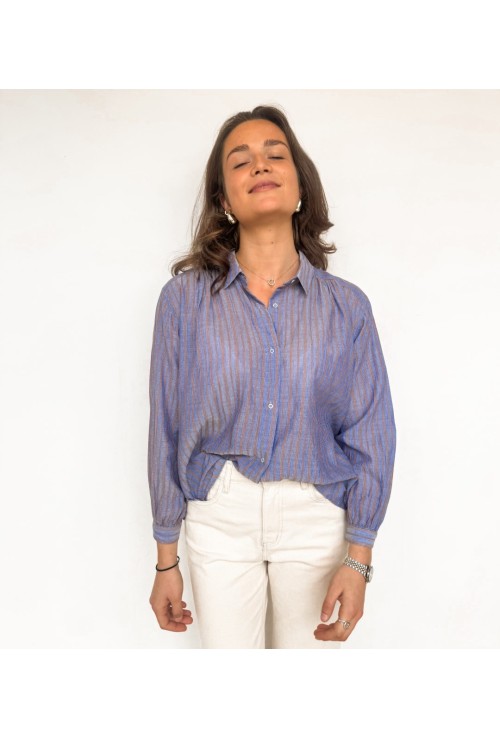 Chemise VALENTINE bleue et tabac
