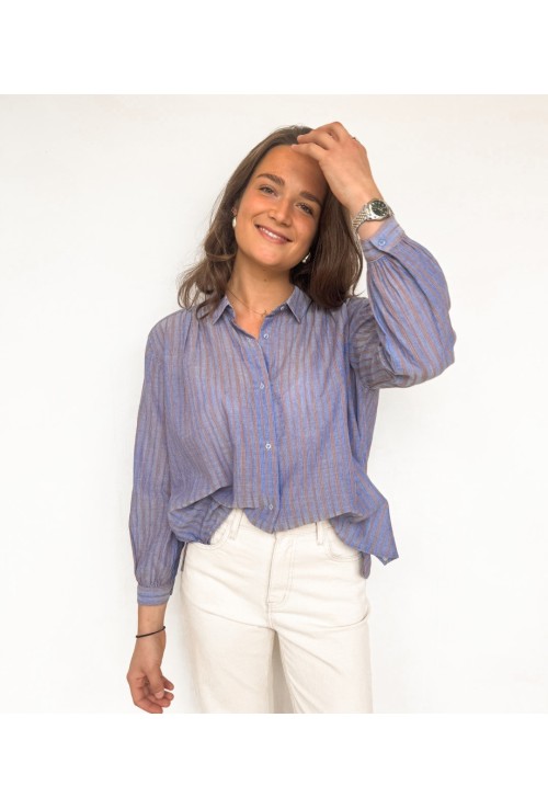 Chemise VALENTINE bleue et tabac