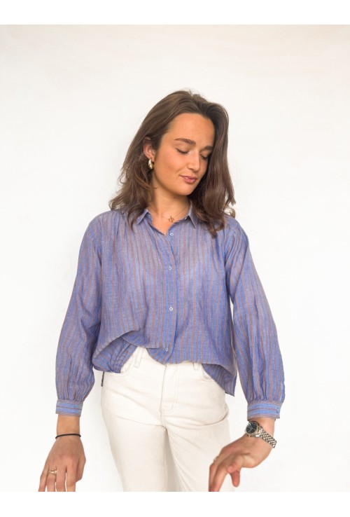 Chemise VALENTINE bleue et tabac