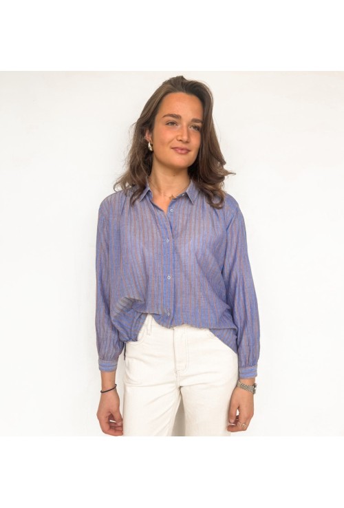 Chemise VALENTINE bleue et tabac