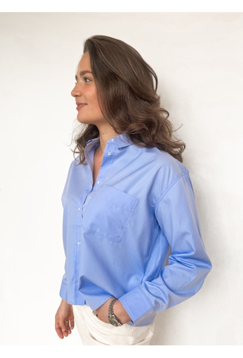 Chemisier MORGANE BLEU CIEL avec grande poche