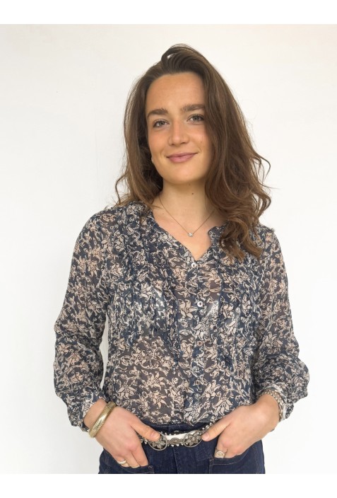 Chemisier SIENNA bleu à fleurs