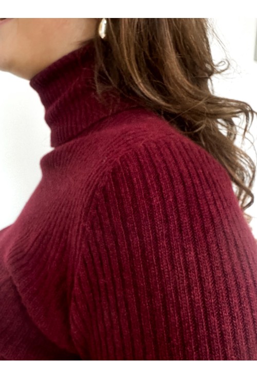 Pull col roulé TOMMY BORDEAUX