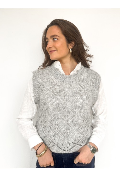 Débardeur CANDICE gris ajouré