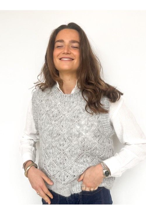 Débardeur CANDICE gris ajouré
