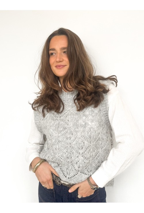 Débardeur CANDICE gris ajouré