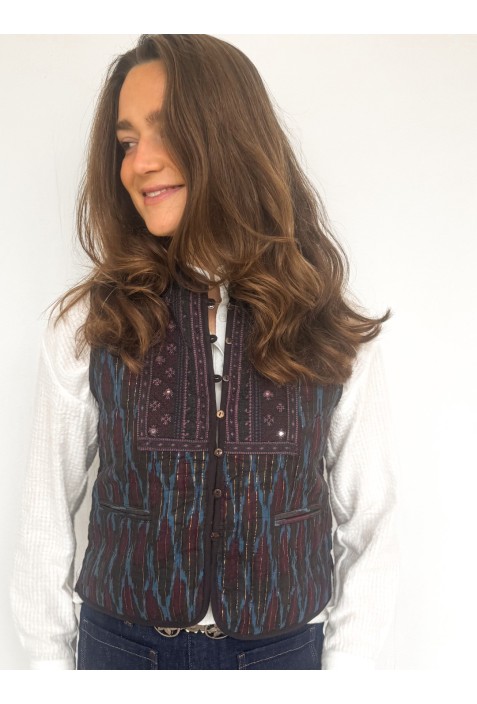 Gilet matelassé ROBIN  ligné bleu et bordeaux