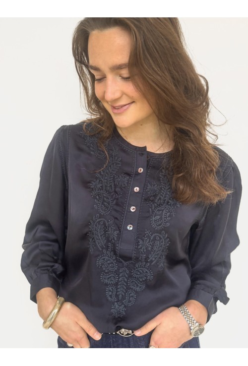 Chemisier JUSTIN BLEU NUIT brodé
