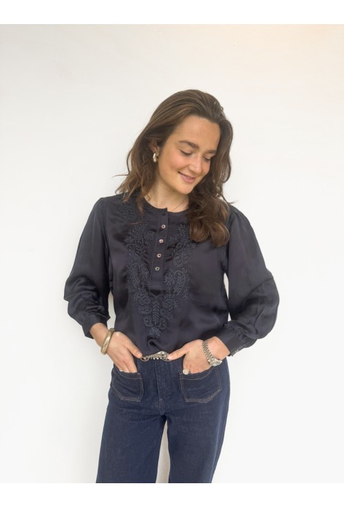 Chemisier JUSTIN BLEU NUIT brodé