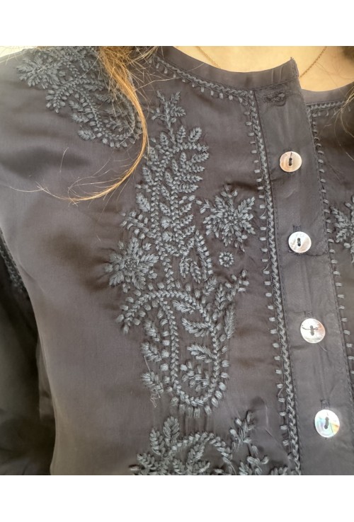 Chemisier JUSTIN BLEU NUIT brodé