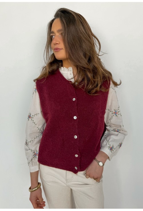 Gilet sans manche MOHAIR BORDEAUX