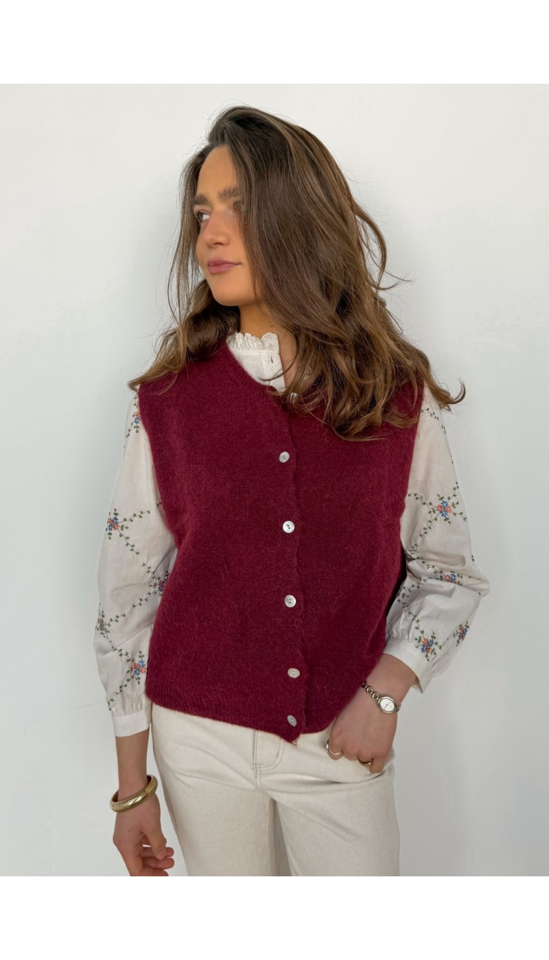 Gilet sans manche MOHAIR BORDEAUX