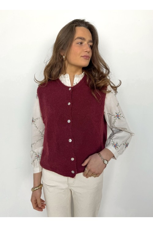 Gilet sans manche MOHAIR BORDEAUX
